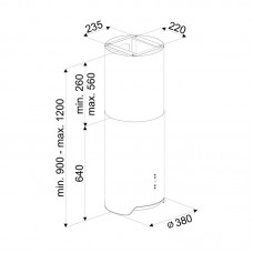 Hota Decorativa tip Insula Tornado Cilindro 1200 (40) LED Negru
